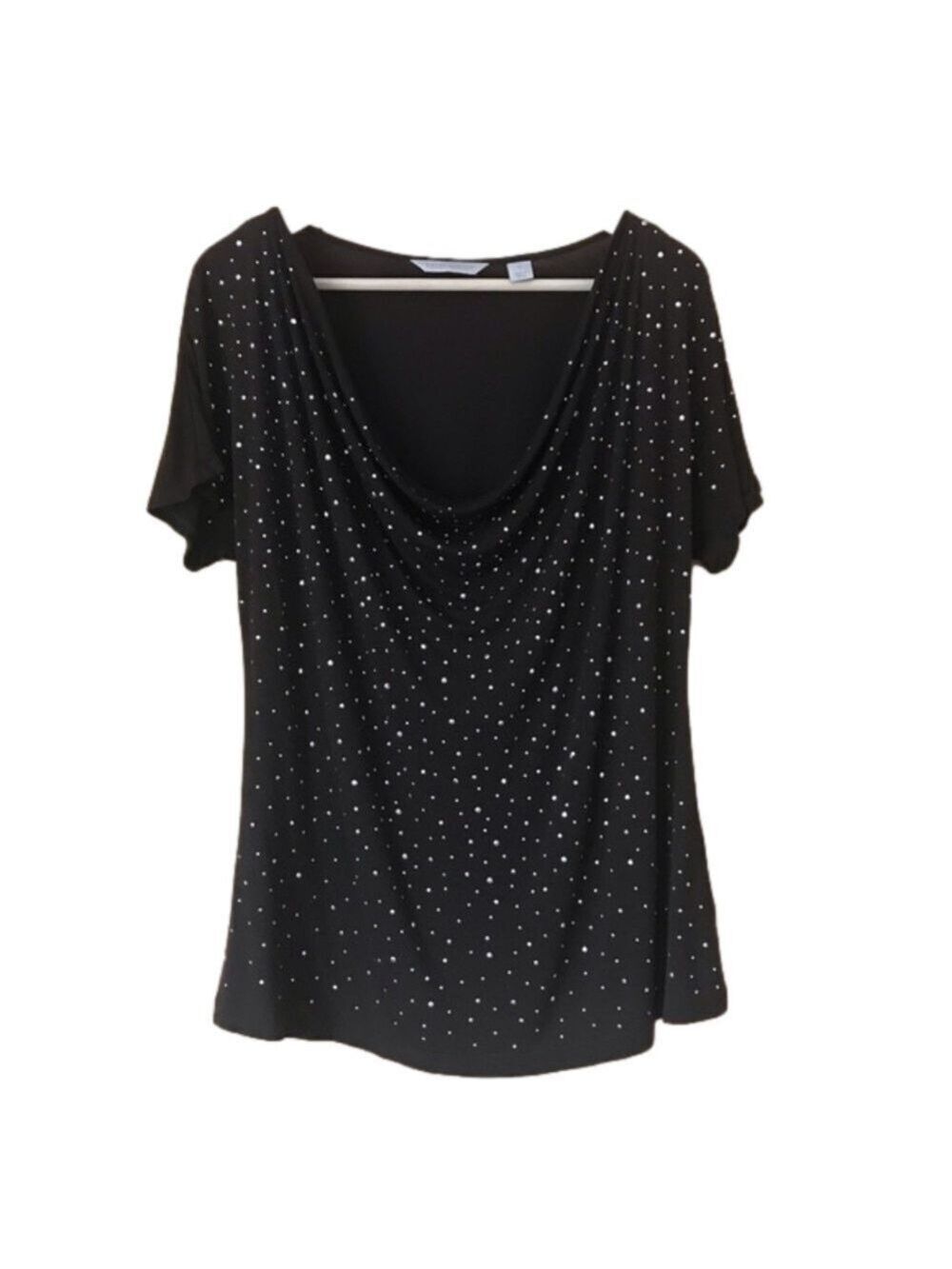 Laura Ashley bling studded drape neck top size large